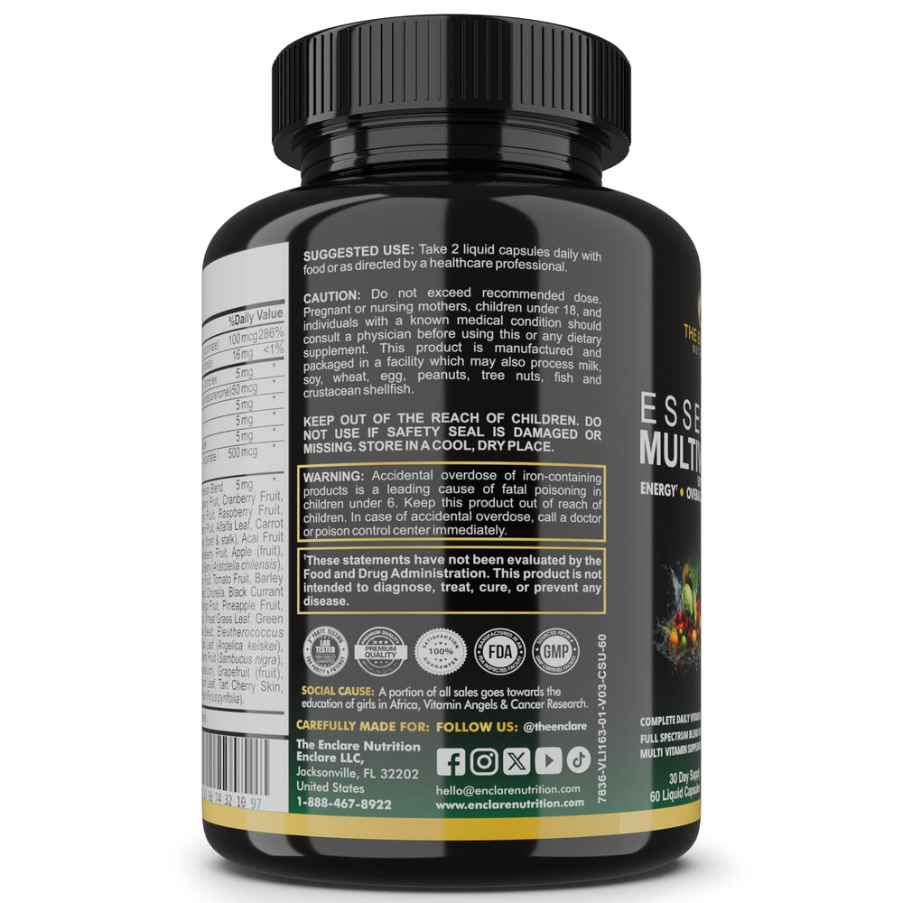 A 42-fruit-and-vegetable blend supports balanced wellness in Enclave Essential Multivitamin.