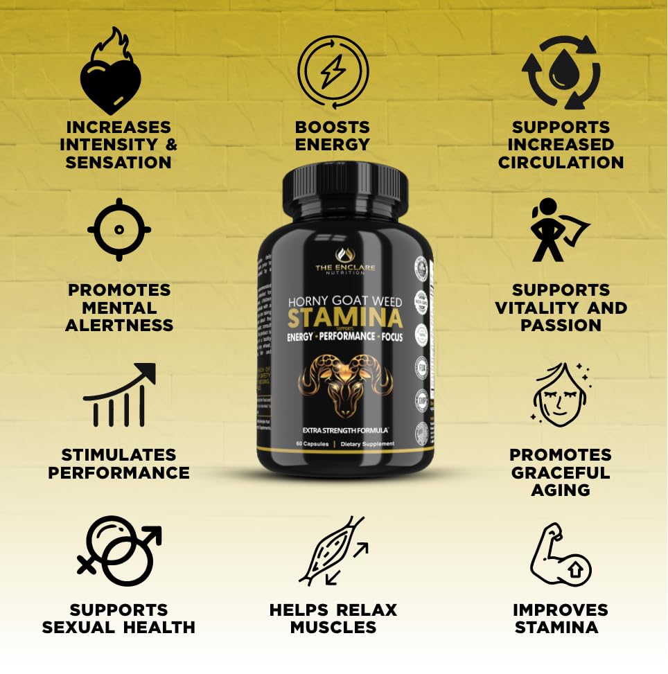 The Enclare Nutrition Horny Goat Weed Tongkat Ali capsule highlights performance support.