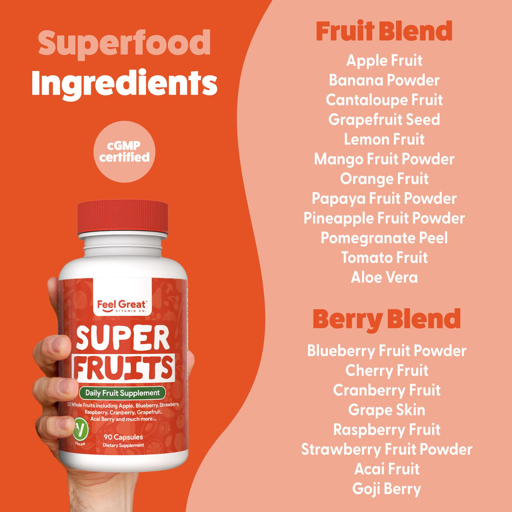 The Feel Great capsules being poured for easy on-the-go nutrition.