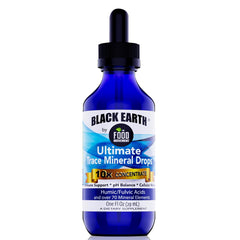 The Food Movement Co. Black Earth bottle front highlighting non-GMO vegan mineral support.