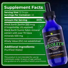 The Food Movement Co Zeolite liquid drops highlighting fast absorption and mineral support