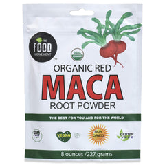 The Food Movement Co Red Maca powder jar for smoothies and balance.