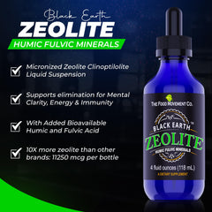 The Food Movement Co Black Earth Zeolite twinpack bottles side by side for convenient dosing.