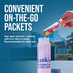 A glass of water with a stirred Sunkist stick illustrating easy daily wellness