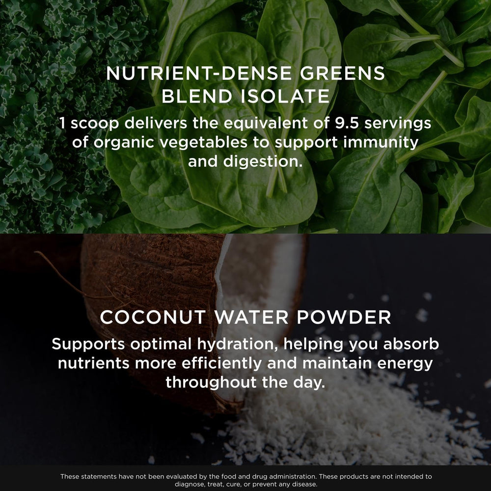 A ready-to-drink glass of The Genius Brand greens pineapple beverage.