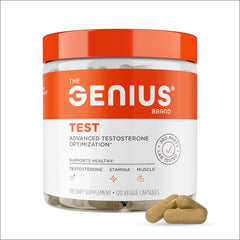 The Genius Brand Genius Test pills closeup highlights texture for reliable daily use.