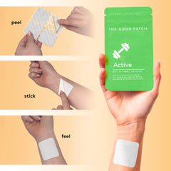 The Good Patch Active Patch wrist worn for discreet use through daily routines