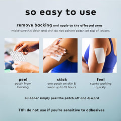 The Good Patch arm-patch applied on arm for targeted discomfort relief.
