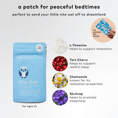 The Good Patch Nite Owl patch featuring six playful owl designs for kids.