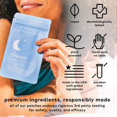 The Good Patch ingredients melatonin hops valerian for plant-powered rest.
