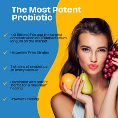 The Gut Institute Bifido Maximus label closeup with 100B CFUs and 7 strains