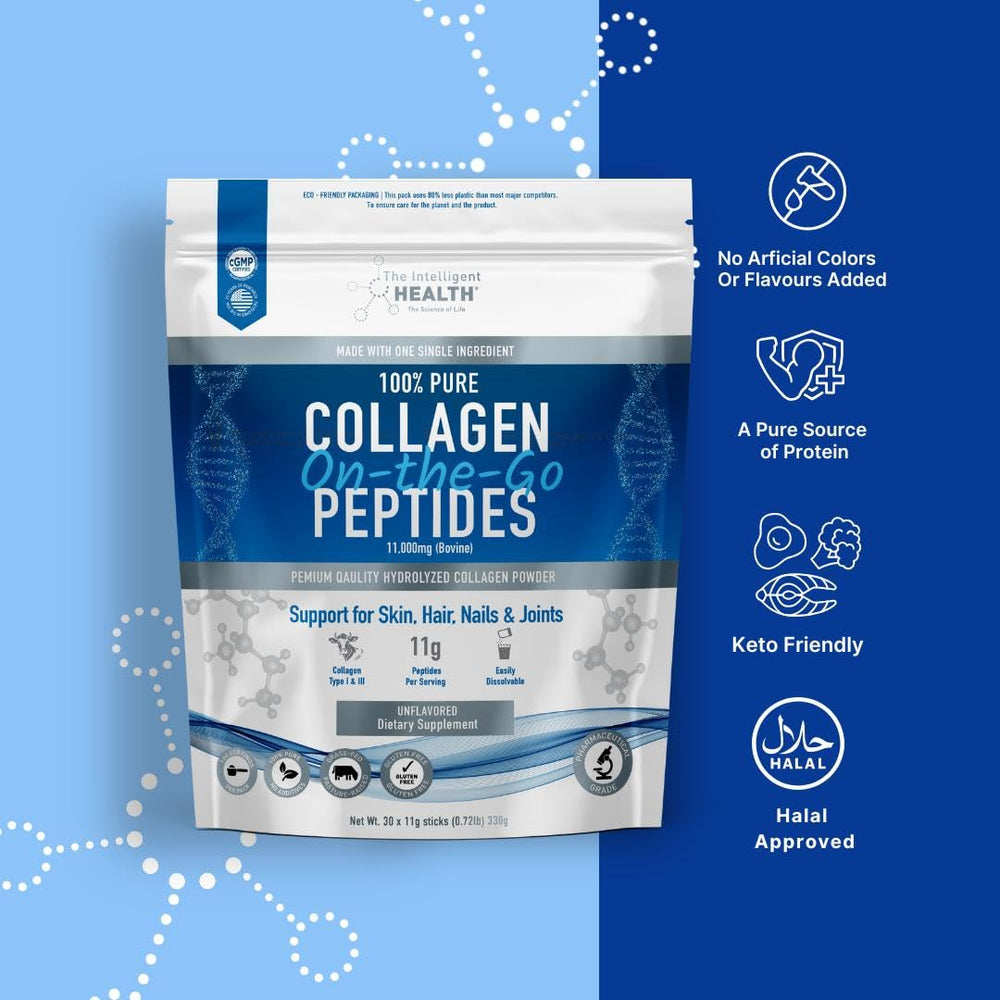 The Intelligent Health grass-fed label highlight emphasizes quality and clean sourcing.