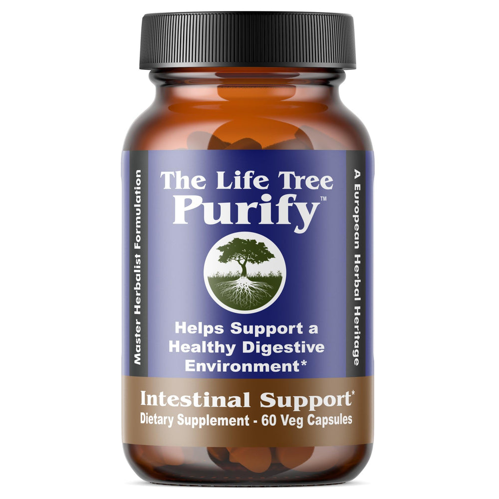The Life Tree Purify liquid bottle showing advanced cleansing support for daily use.