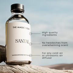 The Magic Scent Santal diffuser oil pour demonstrates easy, controlled dispensing.