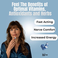 Nerve Power packaging and label showing turmeric and D3 vitamins.
