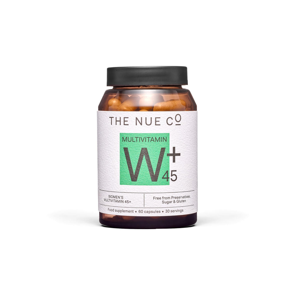 The Nue Co Women's Multivitamin 45+ bottle front for daily use.