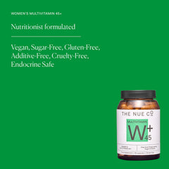 The Nue Co Women's Multivitamin 45+ capsules in blister, ready for everyday use.