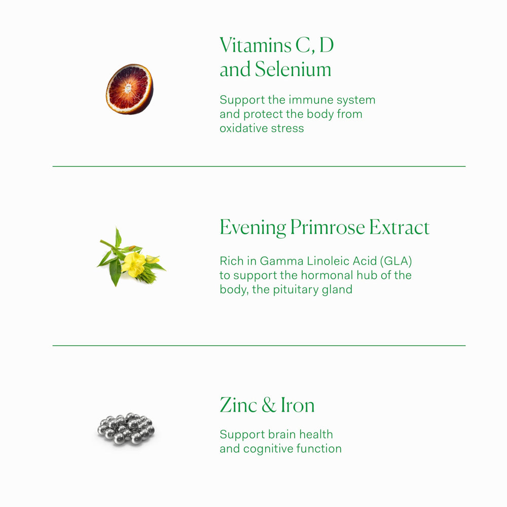 The Nue Co Women's Multivitamin 45+ daily ritual image promotes focus.