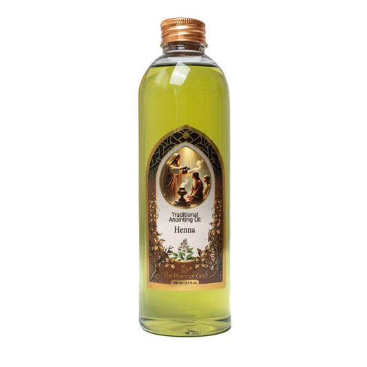 The Peace of God Henna Anointing Oil bottle ready for prayer and meditation.