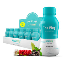 The Plug Liver Cleanse bottle pour showcases smooth, plant-based hydration for busy mornings.