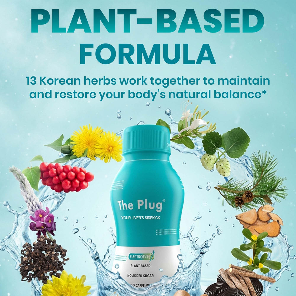 The Plug Liver Cleanse ingredient list highlights 13 plant-based components.