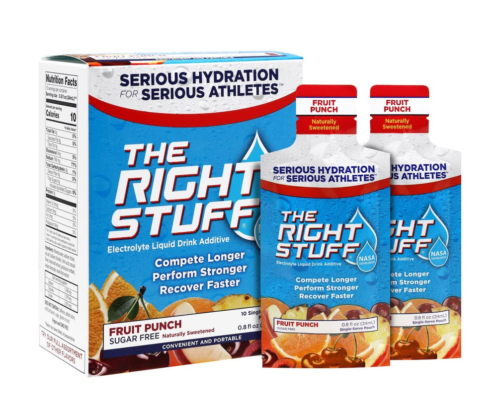 The Right Stuff Fruit Punch box front, NSF-certified hydration for serious training
