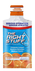 The Right Stuff Orange Tangerine pouch back label with nutrition details.
