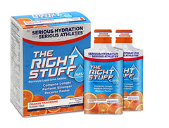 The Right Stuff Orange Tangerine pouch front highlighting flavor and prehydration use.