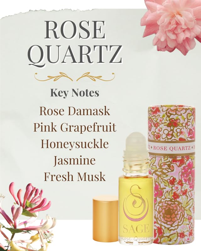The Sage Lifestyle Rose Quartz Roll On rollerball application for precise scent delivery.