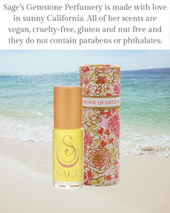 The Sage Lifestyle Rose Quartz Roll On travel size fits clutch or purse.