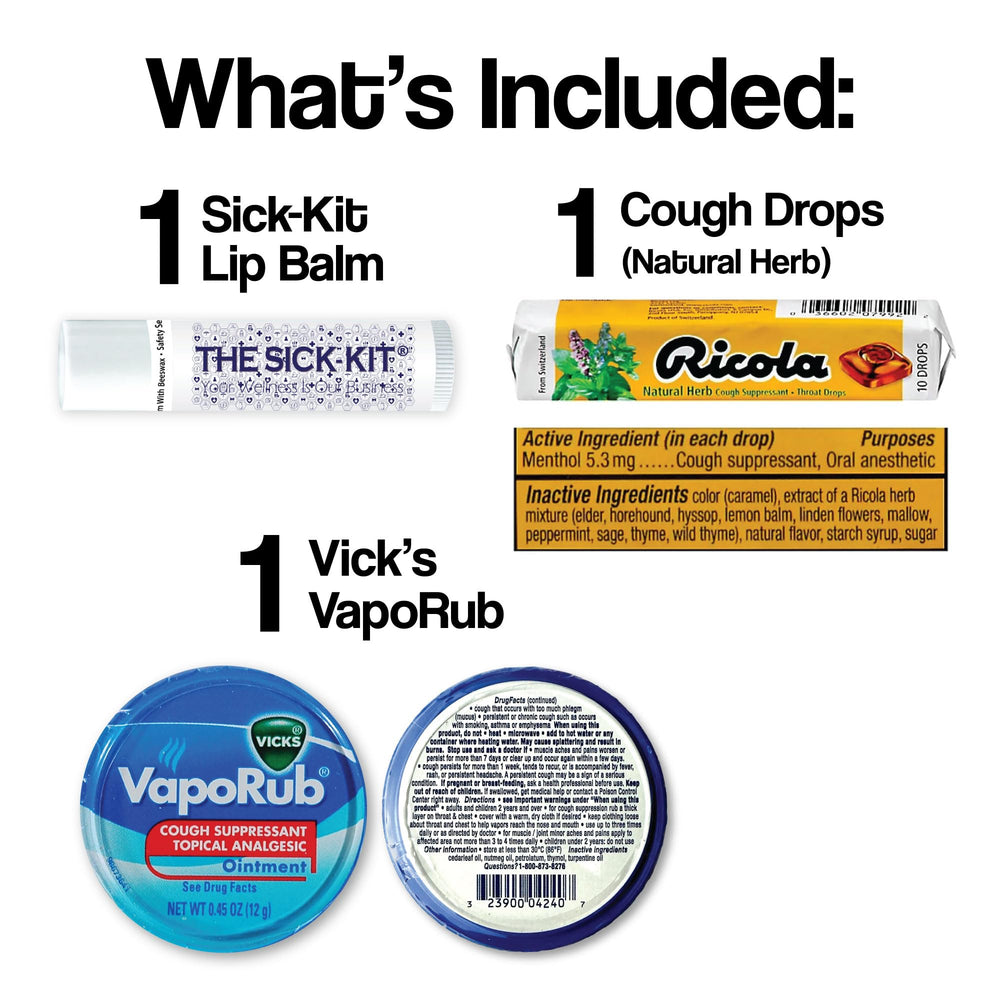 The Sick-Kit contents laid out showing 23 essentials for self-care