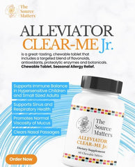 Alleviator Clear-Me JR child taking a chewable tablet during daily routine.