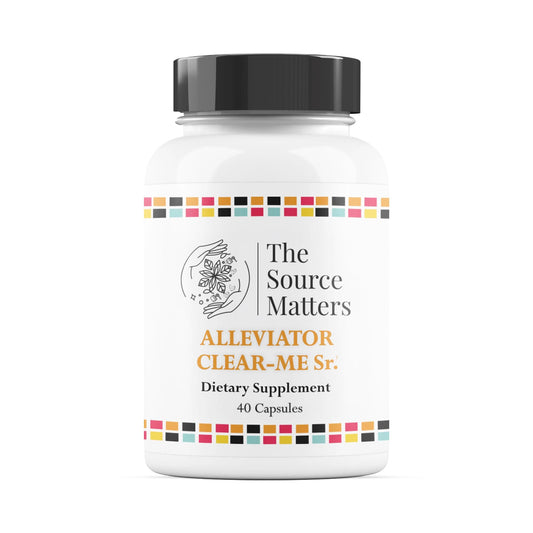 The Source Matters Alleviator Clear-Me SR bottle with easy capsules for seasonal relief