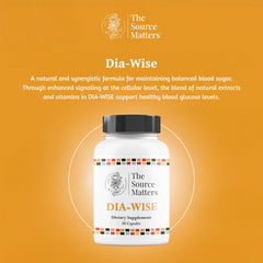 The Source Matters Dia-Wise bottle back label with key metabolism ingredients.