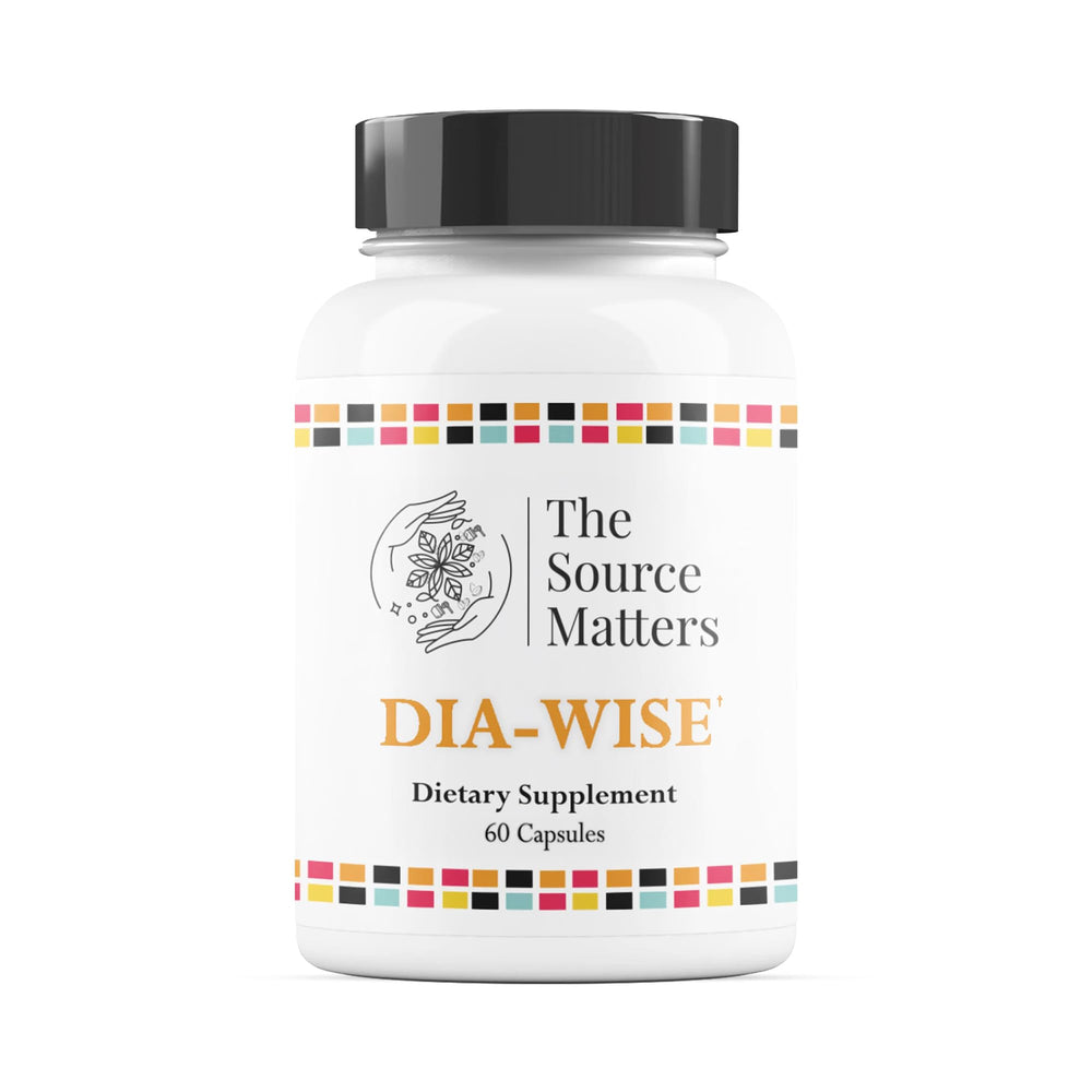 The Source Matters Dia-Wise bottle front view for daily metabolic support.