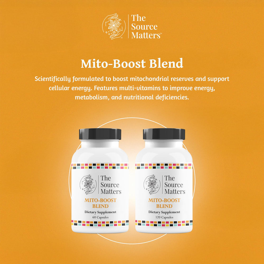 The Source Matters Mito-Boost capsules dispensing in a dosing tray