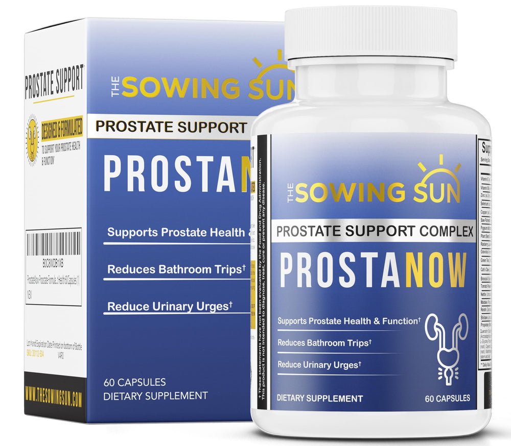 The Sowing Sun ProstNow bottle-front view supports daily urinary comfort.