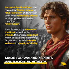 Immortal Sea Buckthorn CO2 extraction label emphasizes purity and solvent-free processing.