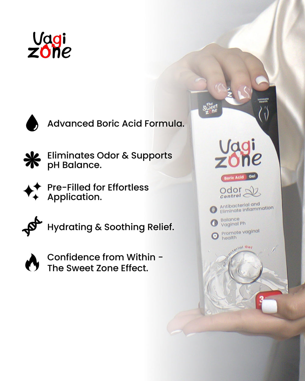 The Sweet Zone Vagizone texture swatch showing smooth, hydrating gel