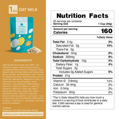 THE VEGAN oat-milk powder scoop with servings shown.