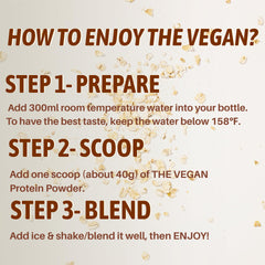 THE VEGAN protein powder dissolves in coffee for a smooth latte.