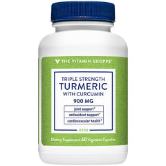 The Vitamin Shoppe Turmeric Curcumin 900MG bottle for daily wellness routines.
