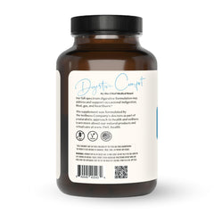 Digestive Comfort capsules show vegan, non-GMO formulation.