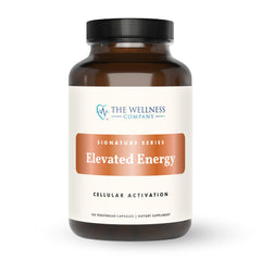 The Wellness Company Elevated Energy bottle front view supports daily awake energy and focus.