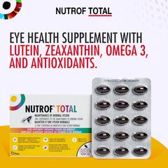 Nutrof Total capsules close-up showing soft-gel texture for eye nutrition