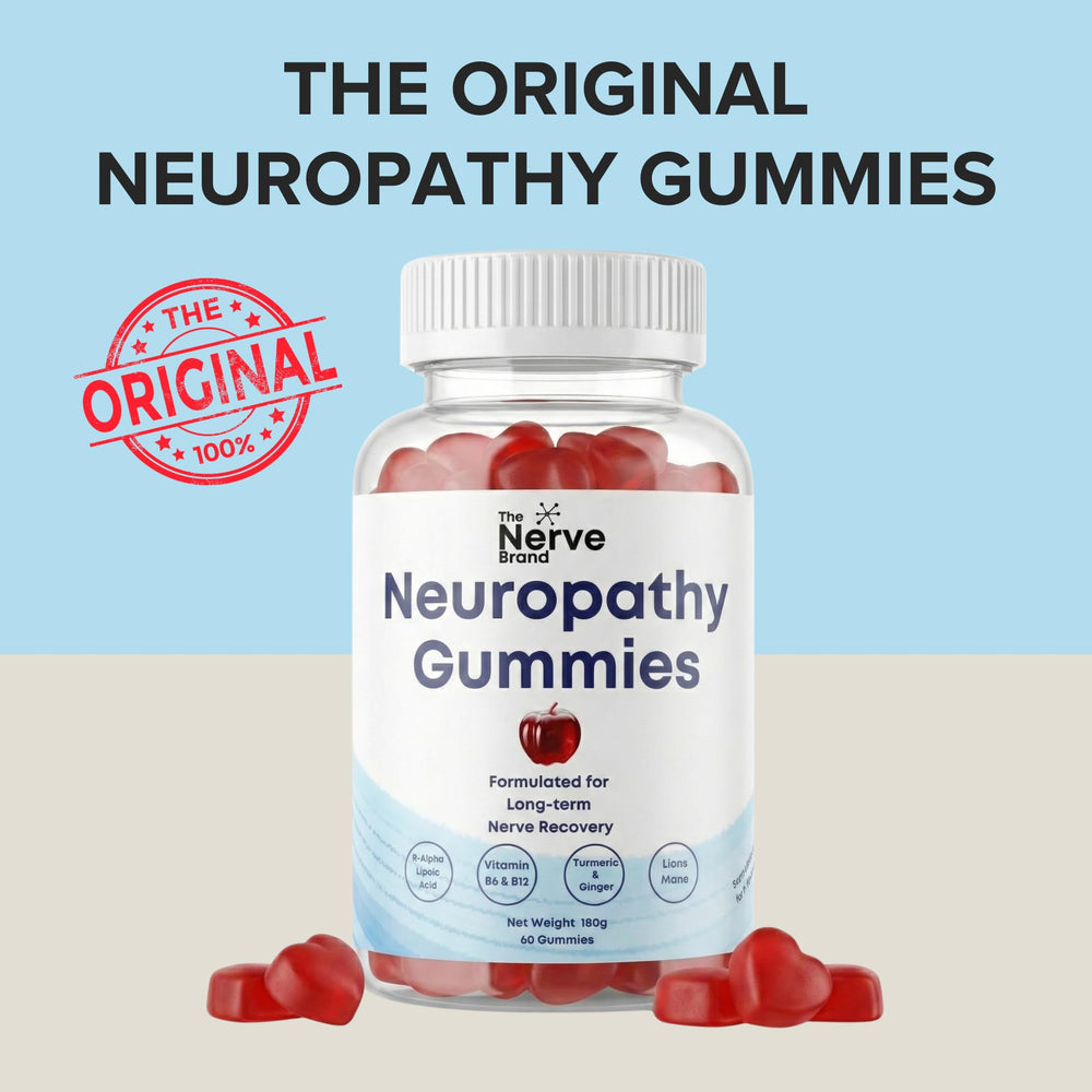 The Nerve Brand box and bottle packaging communicates clear nerve health benefits.