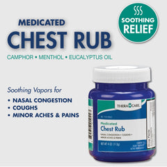 Thera Care medicated chest rub jar eases nasal congestion with menthol and eucalyptus.