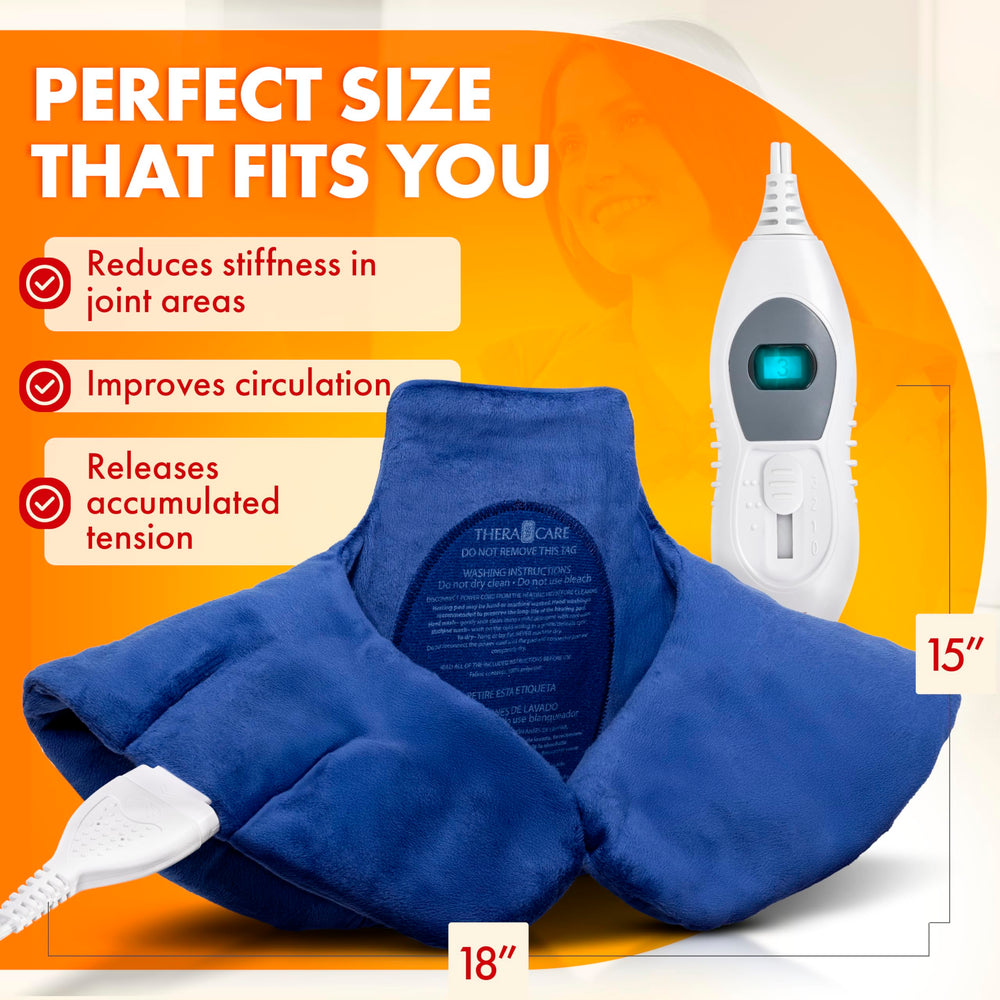 Three warmth settings on Veridian deluxe heating pad wrap