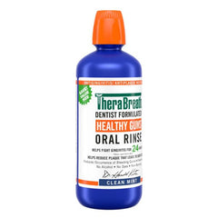 TheraBreath mouthwash pour cap demonstrates easy one-cap application