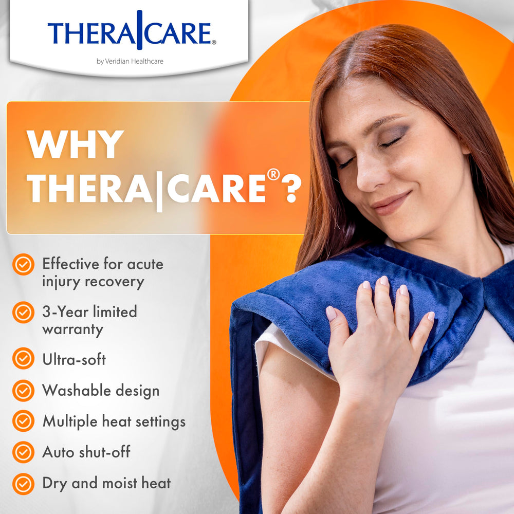 Thera Care heating pad features a digital slide controller for easy adjustments.